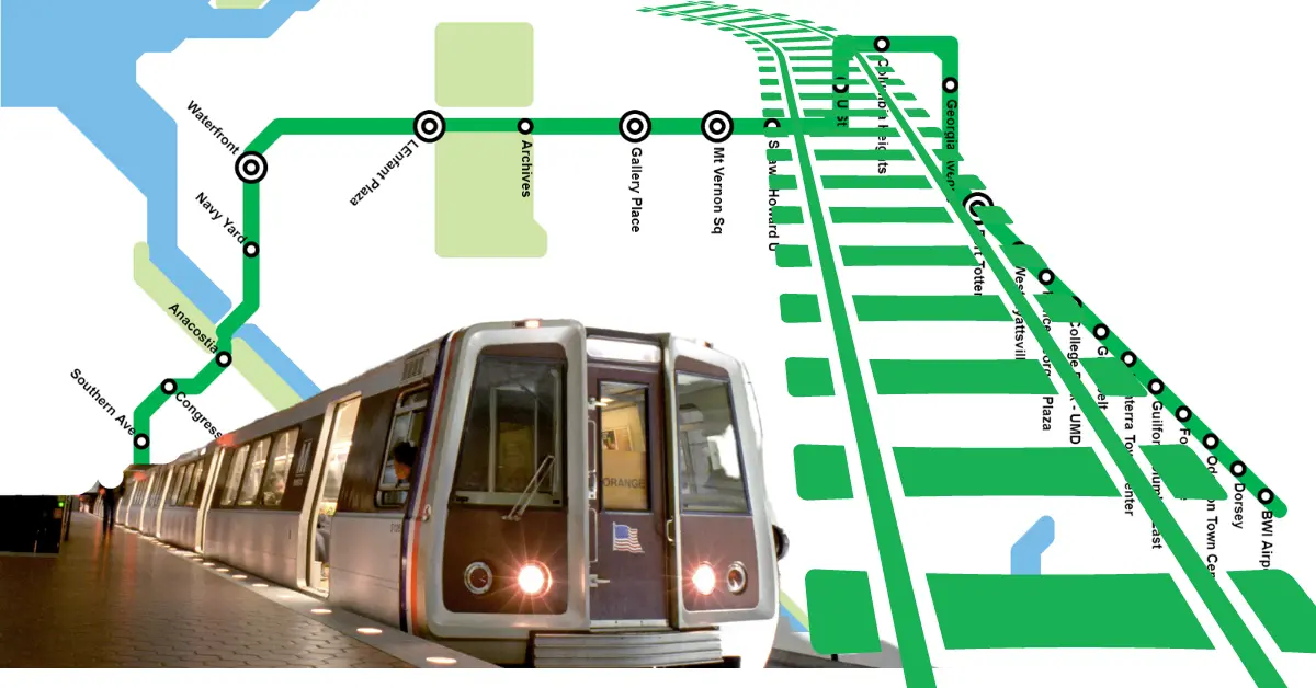 DC Metro Green Line 1 ROUTE MAP OF METRORAIL GREEN LINE